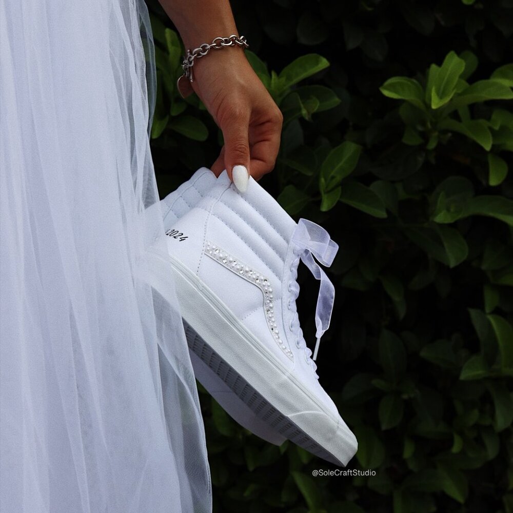 Wedding Sneakers for the Bride - Personalized Bridal Shoes - Vans Sk8-Hi Canvas - Picture 6 of 13